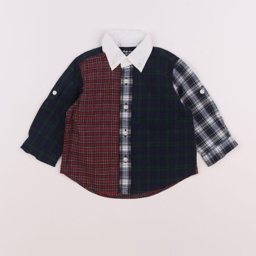 Ralph Lauren plaid button down‎ shirt tartan Christmas holiday preppy size 18m